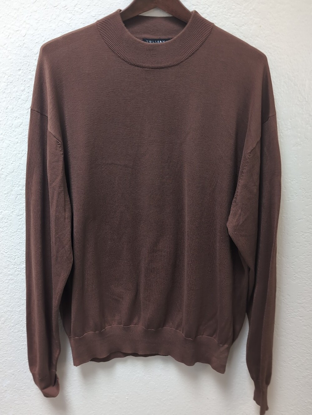 Tulliano Light Brown Silk-blend Knit Long Sleeve Ribbed Cuff Sweater. XL